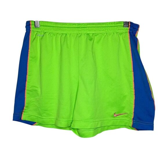 Vintage Y2K Nike Running Shorts – Bright Neon Green & Blue medium - Picture 2 of 8